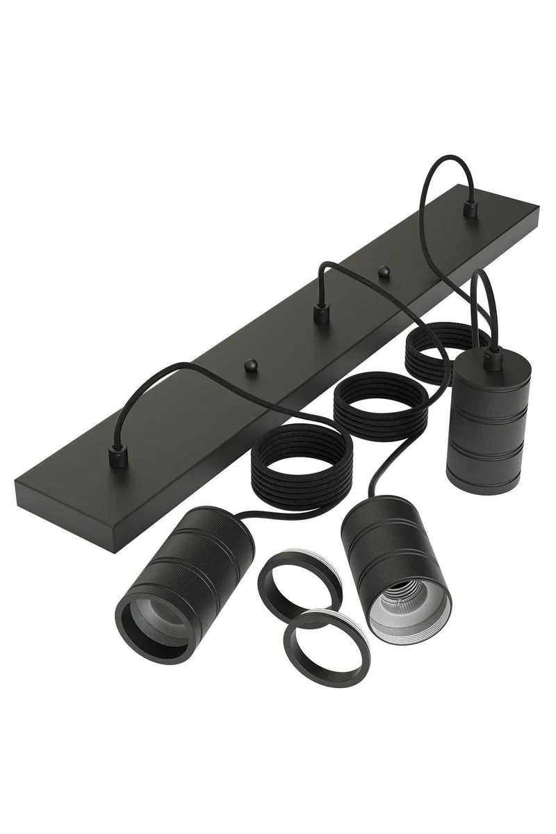 Multi Cord Retro Pendel 5x E27 Rechteckig Schwarz
