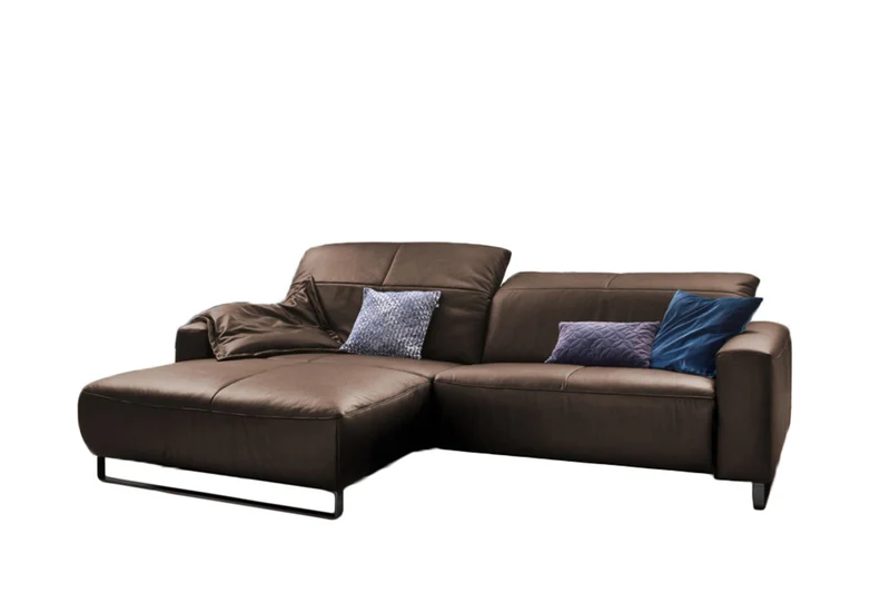 KAWOLA Sofa YORK Leder Recamiere hasel