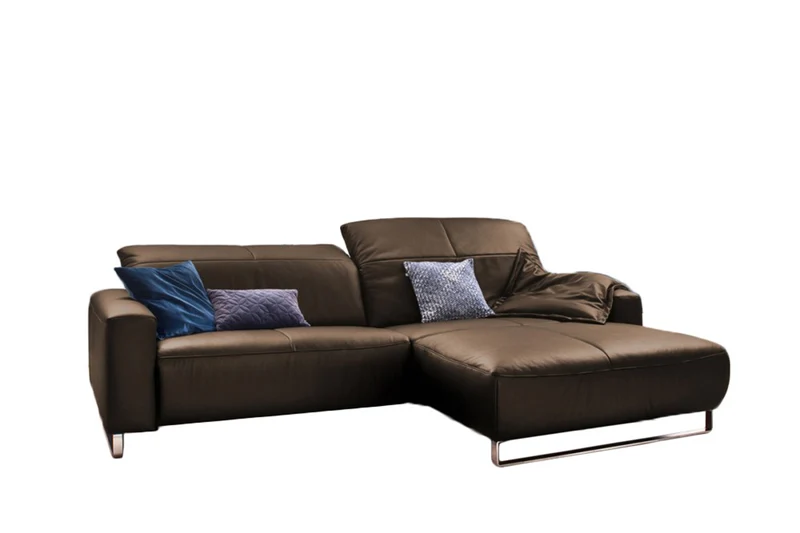 KAWOLA Sofa YORK Leder Recamiere hasel