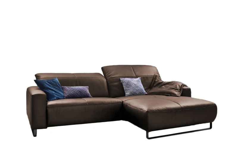 KAWOLA Sofa YORK Leder Recamiere hasel