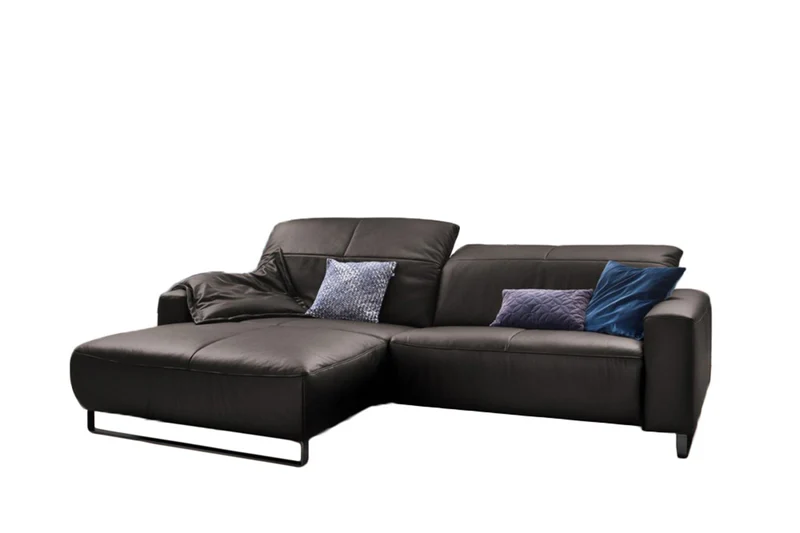 KAWOLA Sofa YORK Leder Recamiere grey