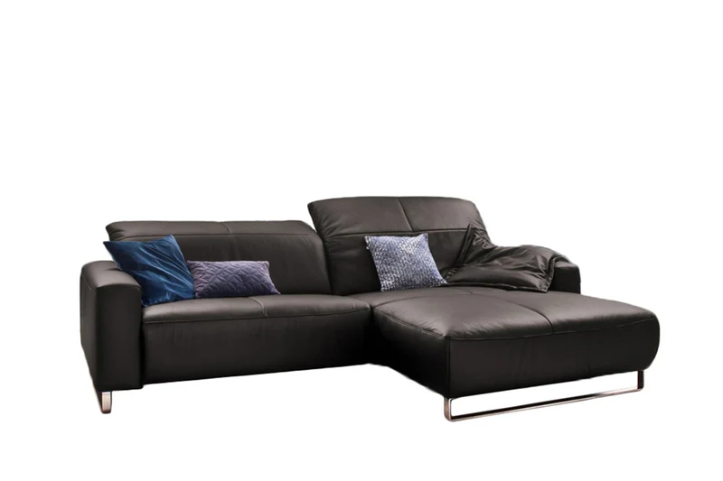 KAWOLA Sofa YORK Leder Recamiere grey