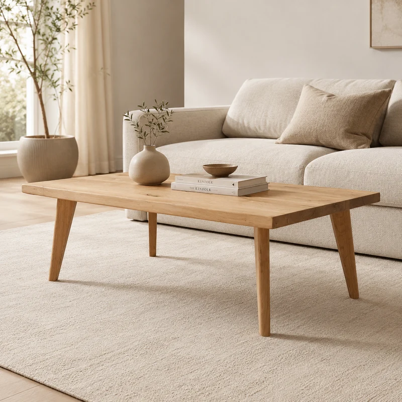 Couchtisch (Fibo E) Wohnzimmertisch Eiche Massivholz 4 Holz Tischbeine
