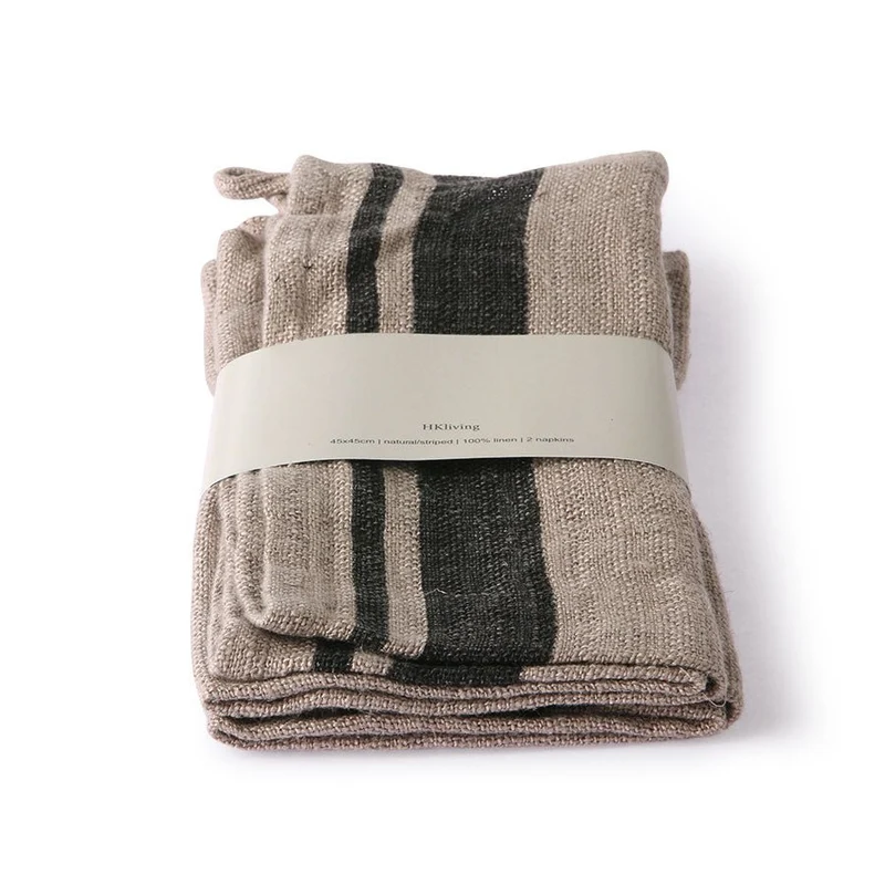 Serviette natur/ gestreift 2er-Set
