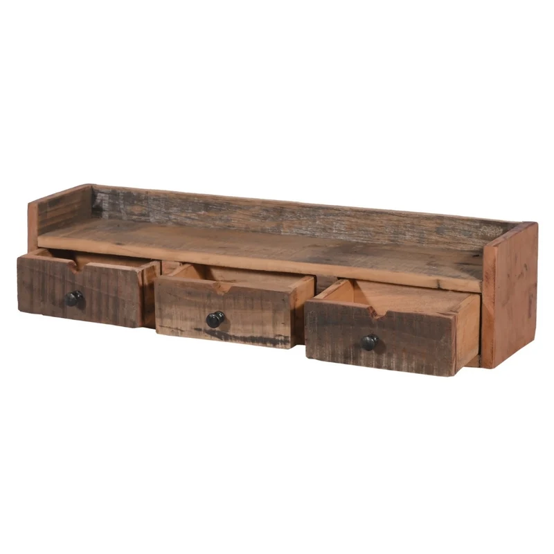 Wandregal TEEN Altholz 65cm Rustikal 3 Schubladen Unikat Regal