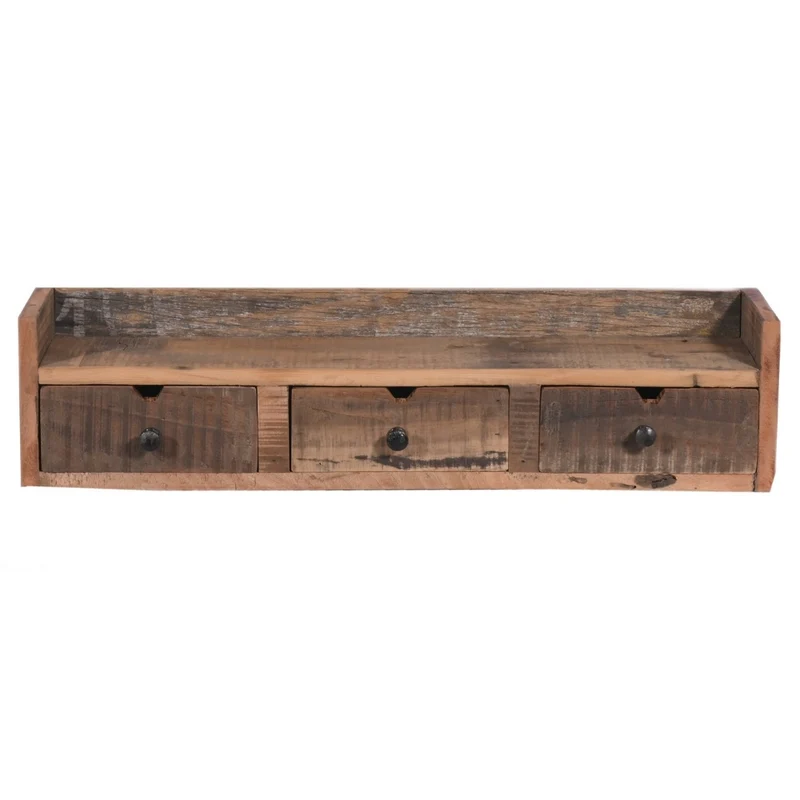 Wandregal TEEN Altholz 65cm Rustikal 3 Schubladen Unikat Regal