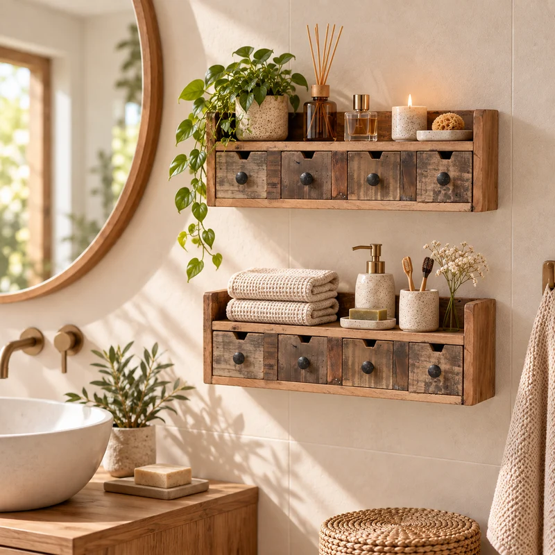 Altholz-Regal DARA 45cm 4 Schubladen Unikat Recyceltes Holz
