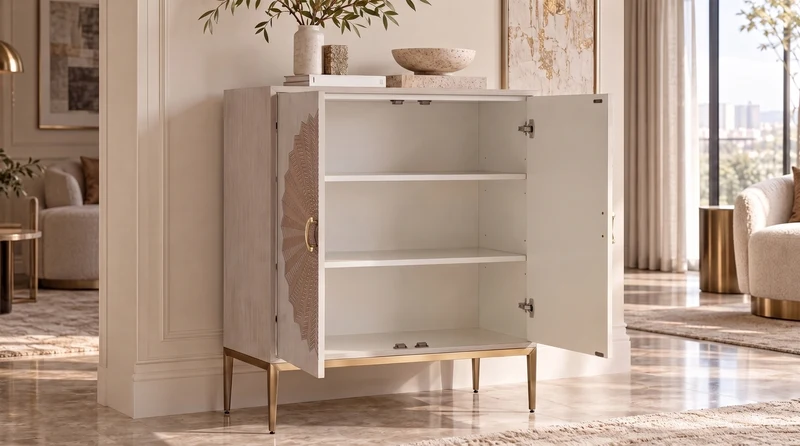 KAWOLA Highboard LUCIA 2 Türen Eiche weiß