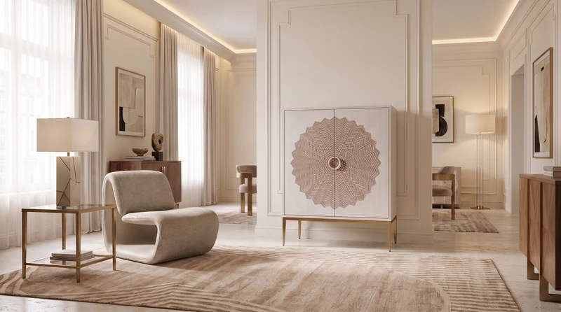 KAWOLA Highboard LUCIA 2 Türen Eiche weiß