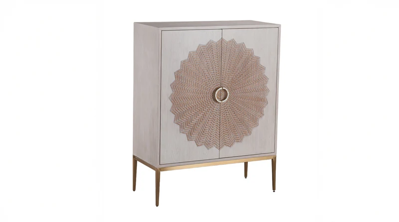 KAWOLA Highboard LUCIA 2 Türen Eiche weiß