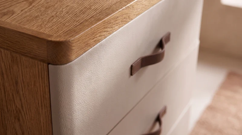 KAWOLA Highboard FLORIANA 5 Schubladen Eiche natur / weiß