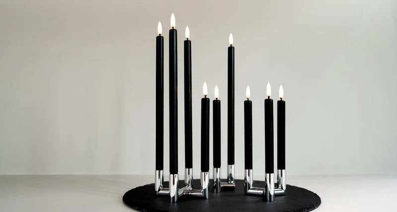 Stabkerzen LED, 2er Set, Grün