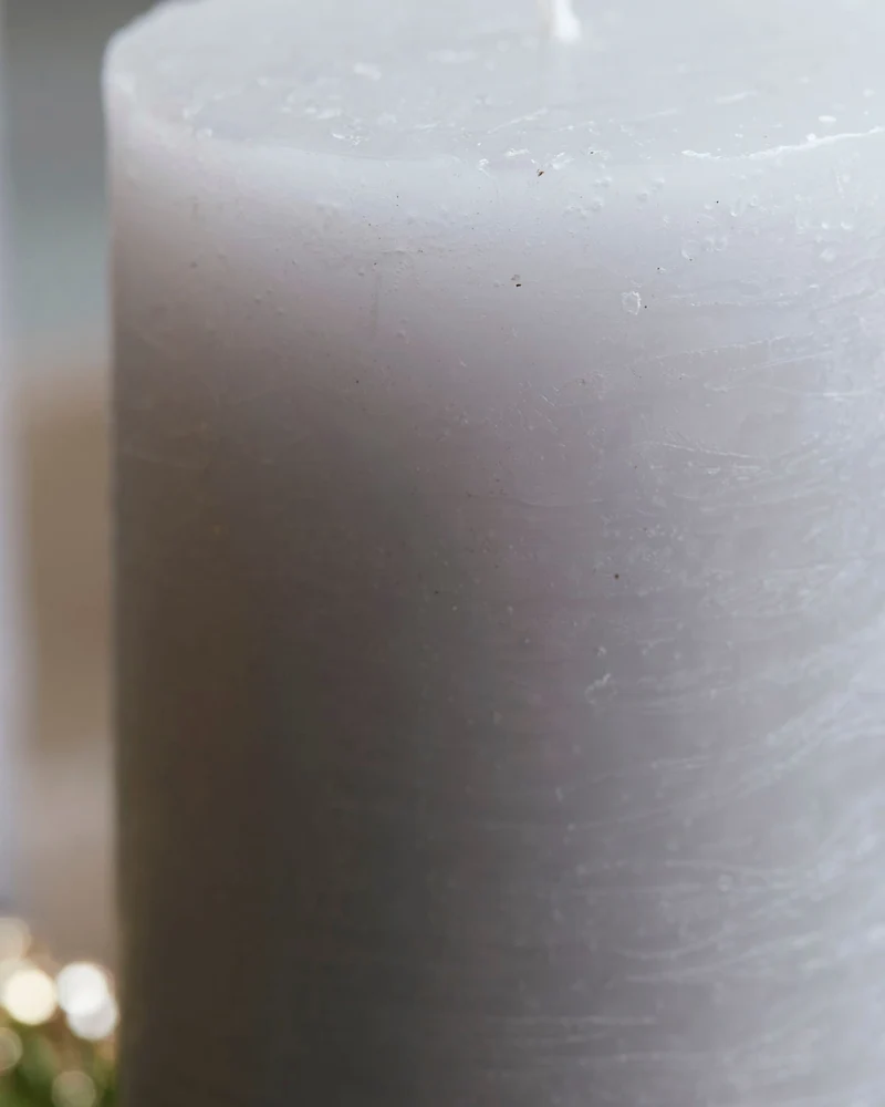 2er Stumpenkerzen, Rustic Wax Grau