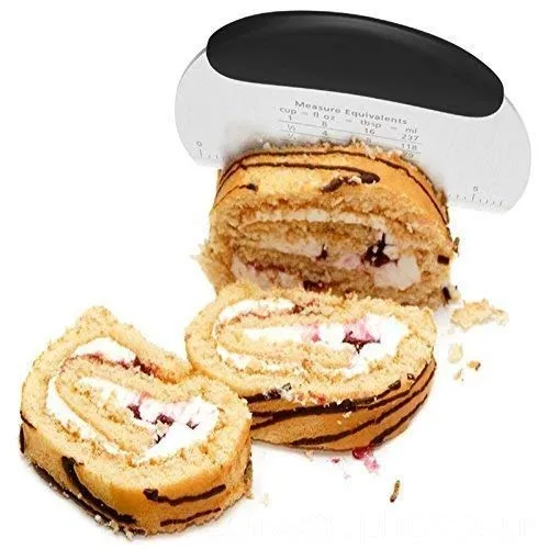 Cocosmart Pizza Bench Scraper Chopper Stainless Steel Non Sleep Kitchen Food Scraper Icing Smoother Blade with Measuring Scale for Dough, Cake, (S Steel Round)