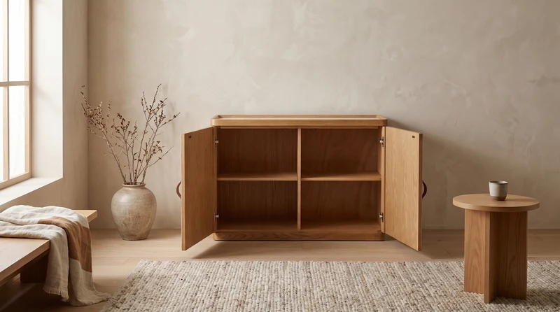 KAWOLA Sideboard FLORIANA 2 Türen Eiche natur / weiß