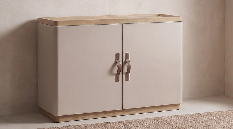 KAWOLA Sideboard FLORIANA 2 Türen Eiche natur / weiß