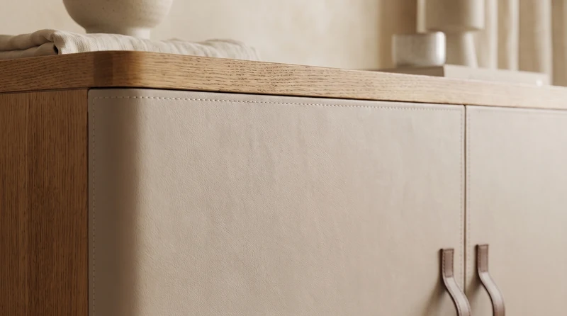 KAWOLA Sideboard FLORIANA 2 Türen Eiche natur / weiß