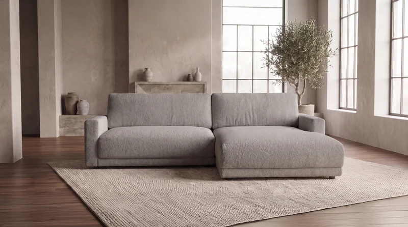 KAWOLA Sofa MARLIN Ecksofa Stoff greige