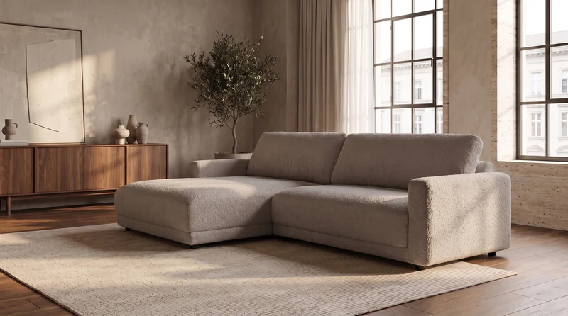 KAWOLA Sofa MARLIN Ecksofa Stoff greige