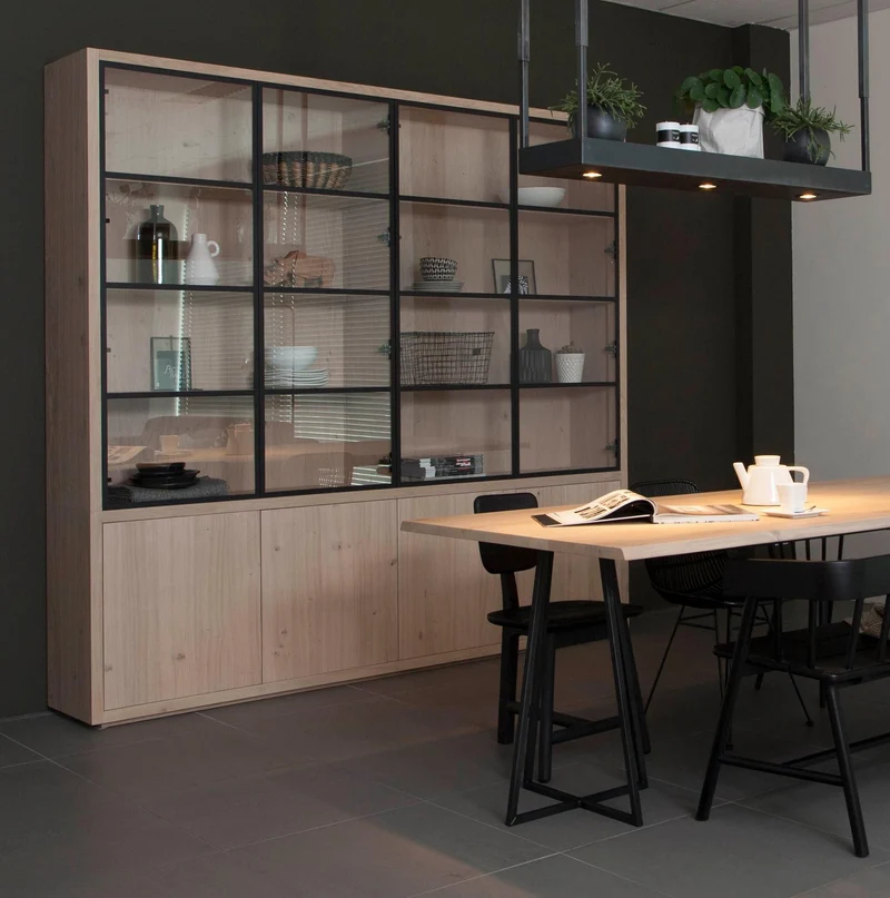 Vitrinenschrank Eiche 4 Türen