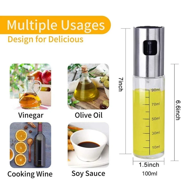 Showay Sprayer Dispenser,Olive Oil Sprayer, Spray Bottle for Oil Versatile Glass Spray Olive Oil Bottle for Cooking,Vinegar Bottle Glass,for Cooking,Baking,Roasting,Grilling