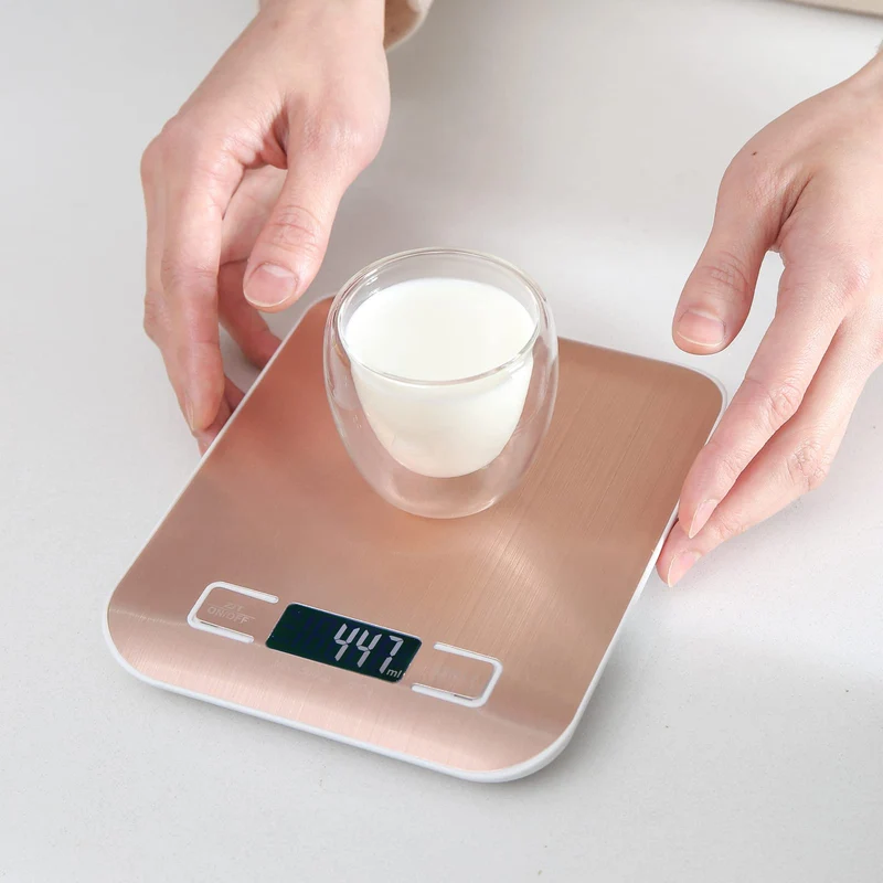 Kitchen scale,5KG food scales digital weight grams and oz for Cooking Baking,1g Precise Graduation,Multifunction digital Scale Measures in Grams and Ounces ( gold pink)