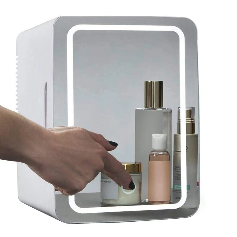Mini Makeup Fridge, 8L Portable Cosmetic Refrigerator, Glass Panel And Led Lighting, Cooler/Warmer Freezer, Used for Beauty Skin Care in Home, Car