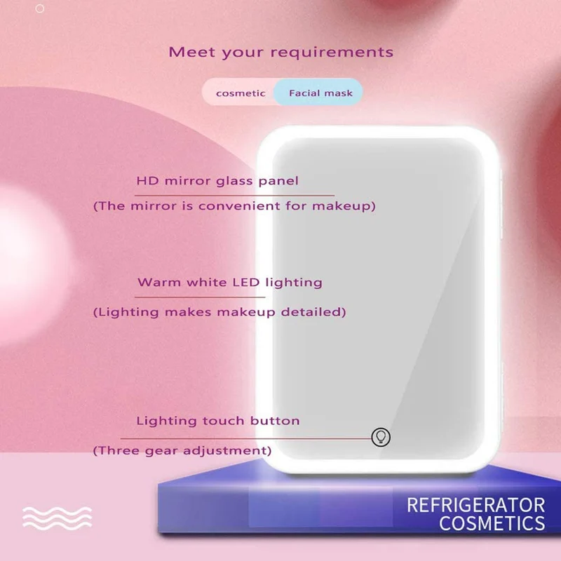 Mini Makeup Fridge, 8L Portable Cosmetic Refrigerator, Glass Panel And Led Lighting, Cooler/Warmer Freezer, Used for Beauty Skin Care in Home, Car
