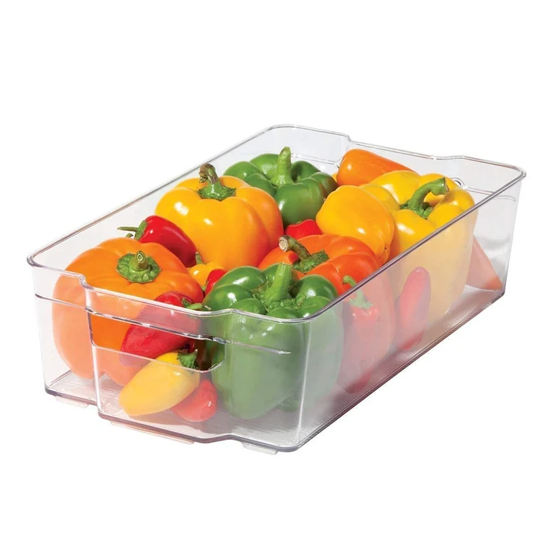 Kitchenmate KM-212 Fridge/Freezer Organizer Stackable Storage Bins Container (6-Piece Clear,14.7in L x 8.2in W x 3.9in H)