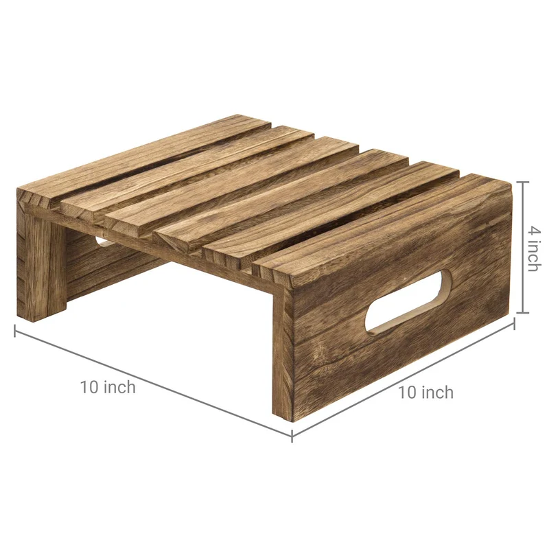 Rustic Brown Burnt Wood Cake, Cupcake and Dessert Buffet Display Holder Riser Stands, Set of 2