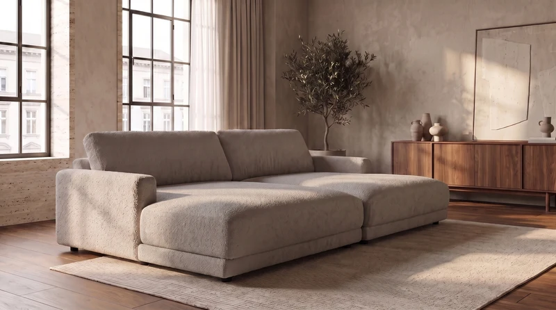 KAWOLA Big Sofa MARLIN Stoff greige
