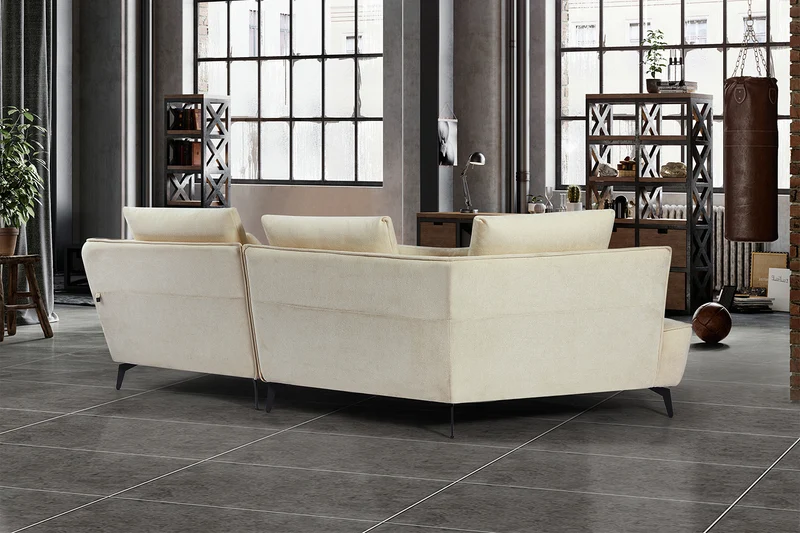 KAWOLA Sofa GARBO Designsofa Stoff cremeweiß links offen