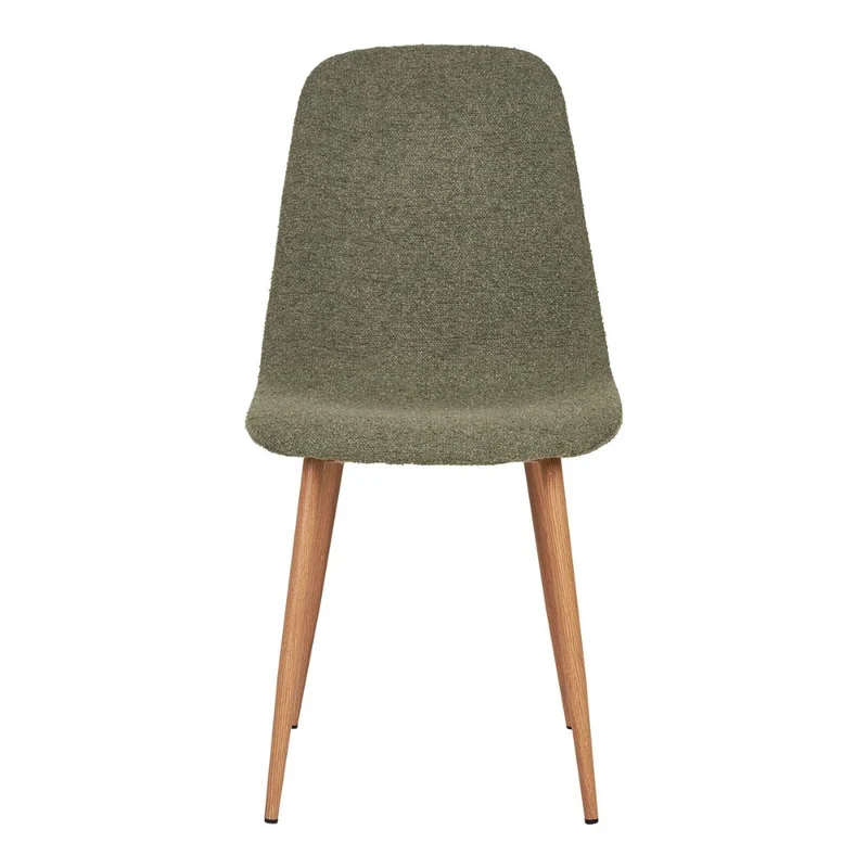 2er Set Esszimmerstuhl MALMÖ dunkelgrün Bouclé Holzlook-Beine