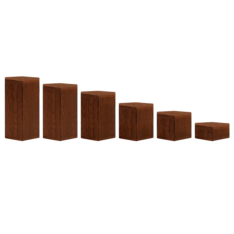 Wooden Hexagon Display Risers (6 Pack) - Wood Showcase Stands for Shelves and Countertops - Step Plinths for Jewellery, Retail, Figures, Cupcakes and Desserts