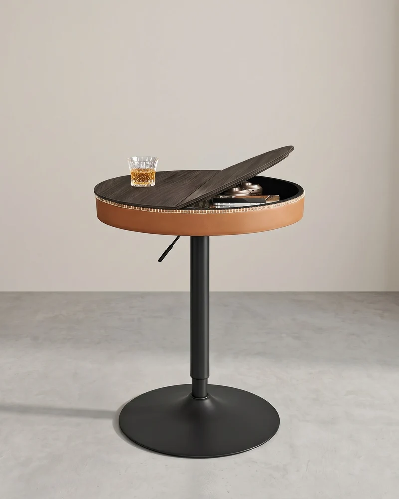Stehtisch mit Stauraum - Höhenverstellbar (83-105 cm) - Runder Designtisch