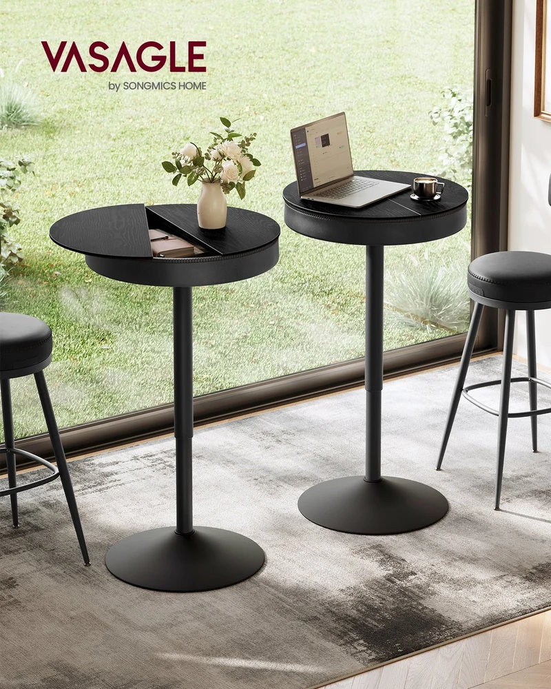 Stehtisch mit Stauraum - Höhenverstellbar (83-105 cm) - Runder Designtisch