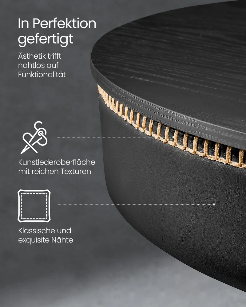 Stehtisch mit Stauraum - Höhenverstellbar (83-105 cm) - Runder Designtisch