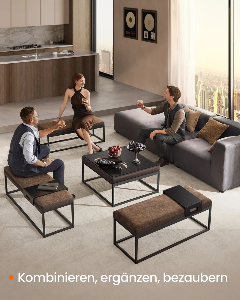Sitzbank mit Stauraum – Bewegliches Sitzpolster – Mit Seitenablage – Industriedesign – Bis 300 kg belastbar