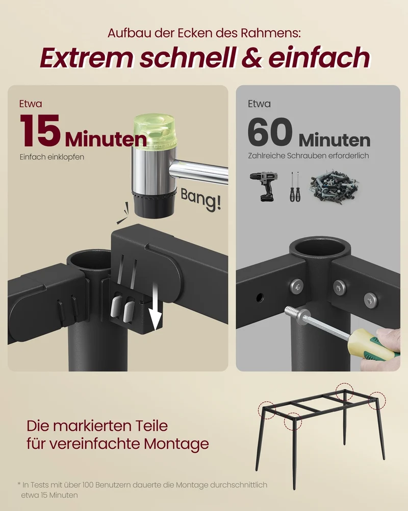 Esstisch für 4-6 Personen – Landhausstil mit Stahlbeinen – hitzebeständige Tischplatte