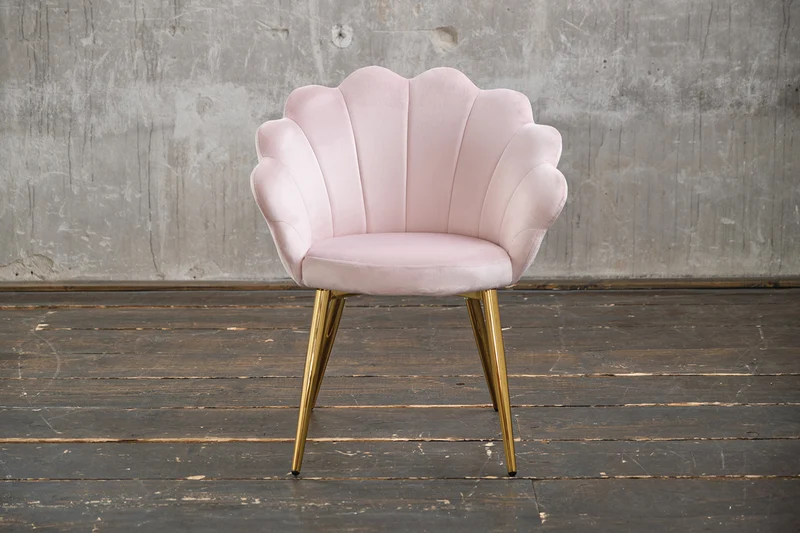 B-Ware KAWOLA Stuhl CARLA Esszimmerstuhl Velvet rosa Fuß gold