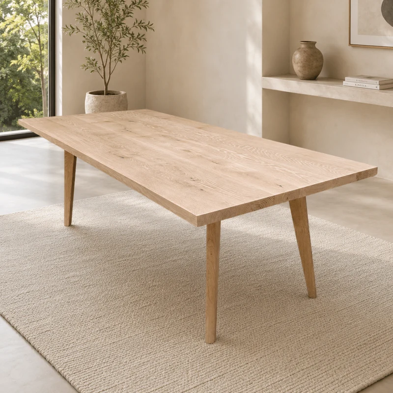 Esstisch (Fibo) Eiche Massivholz mit Holzgestell 4 Tischbeine