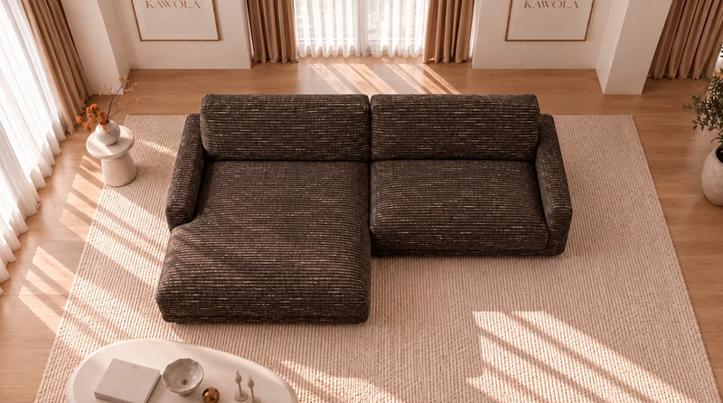 KAWOLA Sofa MARLIN Ecksofa Stoff braun