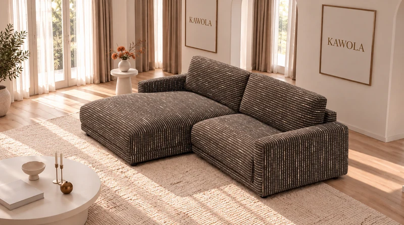 KAWOLA Sofa MARLIN Ecksofa Stoff braun