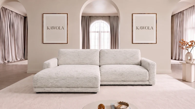KAWOLA Sofa MARLIN Ecksofa Stoff cremeweiß