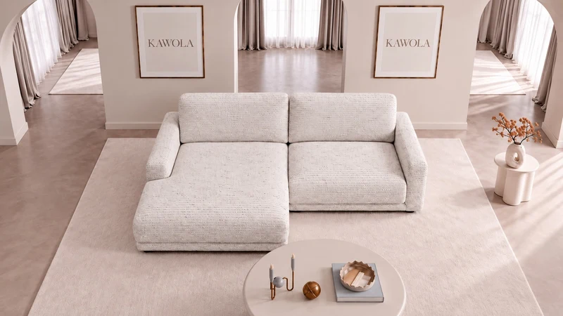 KAWOLA Sofa MARLIN Ecksofa Stoff cremeweiß