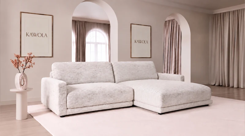 KAWOLA Sofa MARLIN Ecksofa Stoff cremeweiß