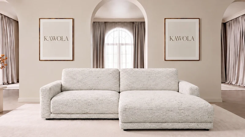 KAWOLA Sofa MARLIN Ecksofa Stoff cremeweiß