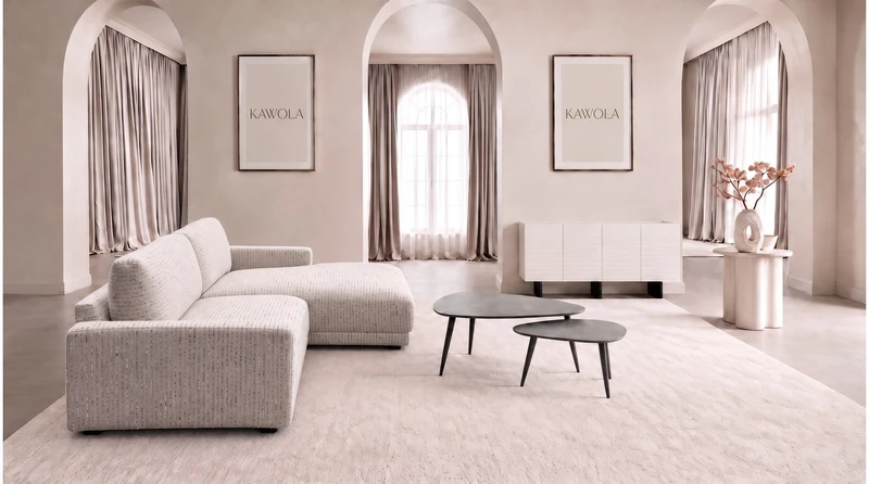 KAWOLA Sofa MARLIN Ecksofa Stoff cremeweiß