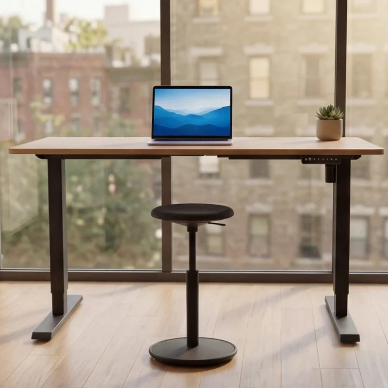 Höhenverstellbarer Schreibtisch KANTOR 160cm Eiche Metall