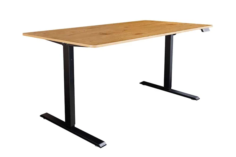 Höhenverstellbarer Schreibtisch KANTOR 160cm Eiche Metall